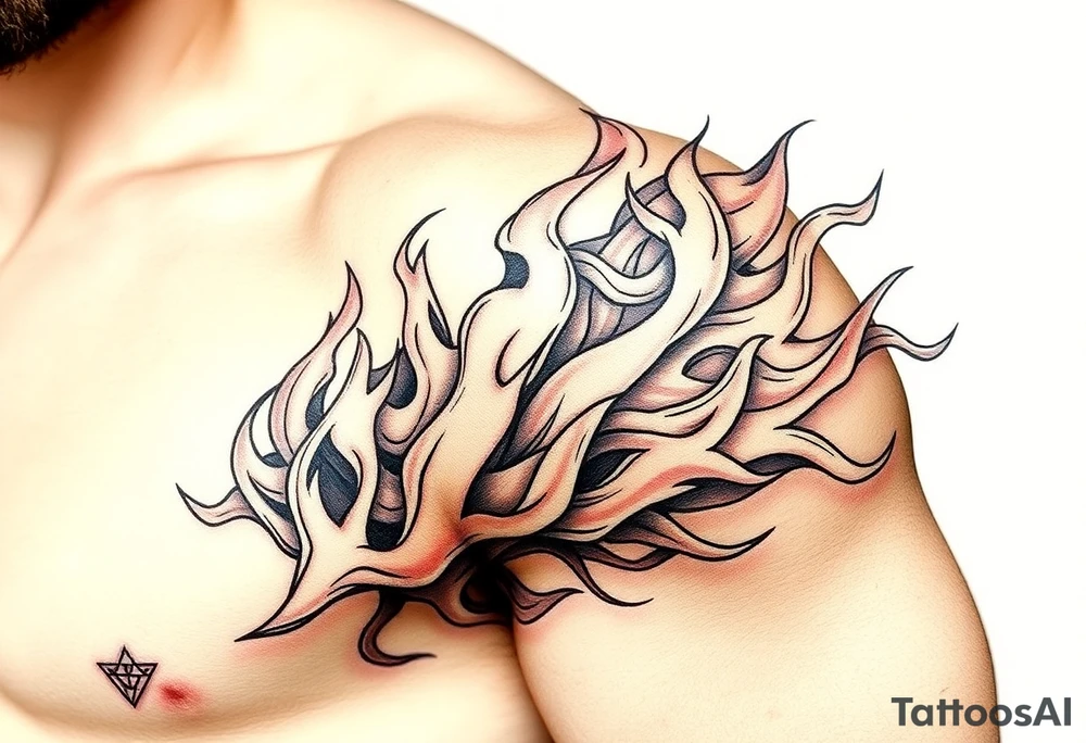 huge and large powerfull flames tattoo idea