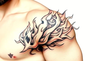 huge and large powerfull flames tattoo idea