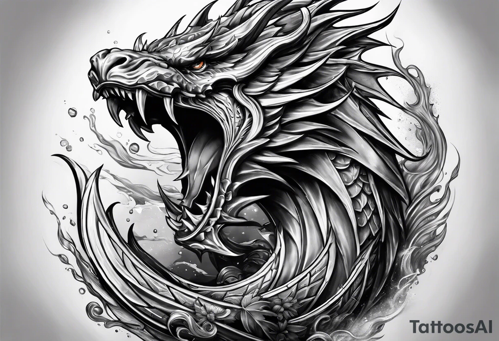 A triton wrapped in powerful lighting tattoo idea