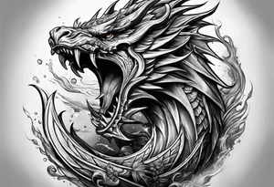 A triton wrapped in powerful lighting tattoo idea