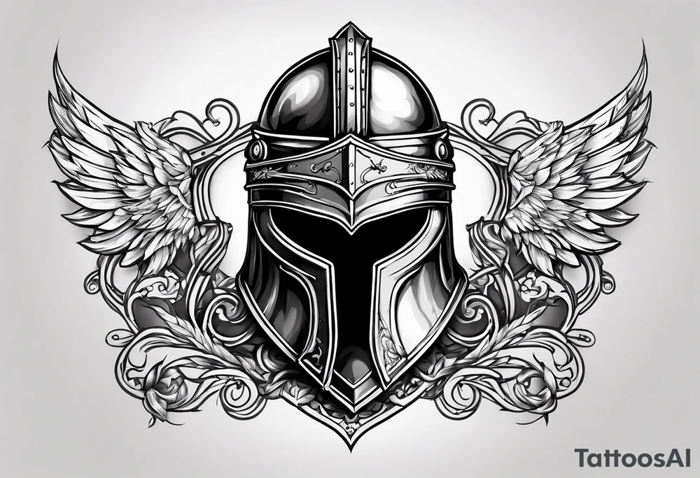 knight helmet and shield tattoo idea