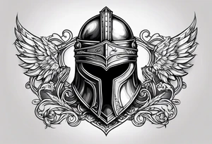 knight helmet and shield tattoo idea