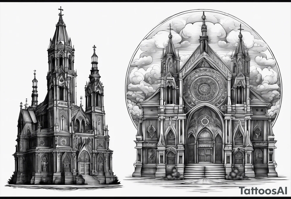cathedral on fire tattoo idea