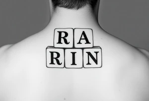I WANT 5 TOY BABY BLOCKS STACKED ON TOP OF EACH OTHER AND I WANT EACH OF THEM TO HAVE A LETTER IN THEM. B, R, I, A, N THEY SHOULD BE STACKED ON TOP OF EACH OTHER tattoo idea