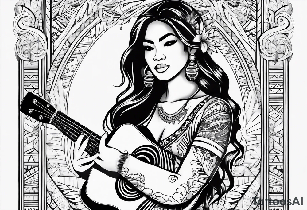 vahine dance with ukulele tattoo idea