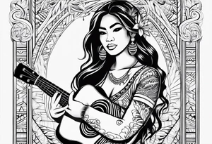 vahine dance with ukulele tattoo idea