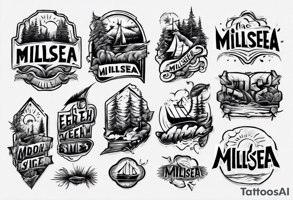 The word "MILLSEA", with an outdoors vibe. Block lettering tattoo idea