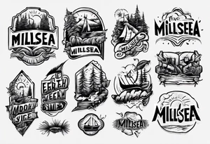 The word "MILLSEA", with an outdoors vibe. Block lettering tattoo idea