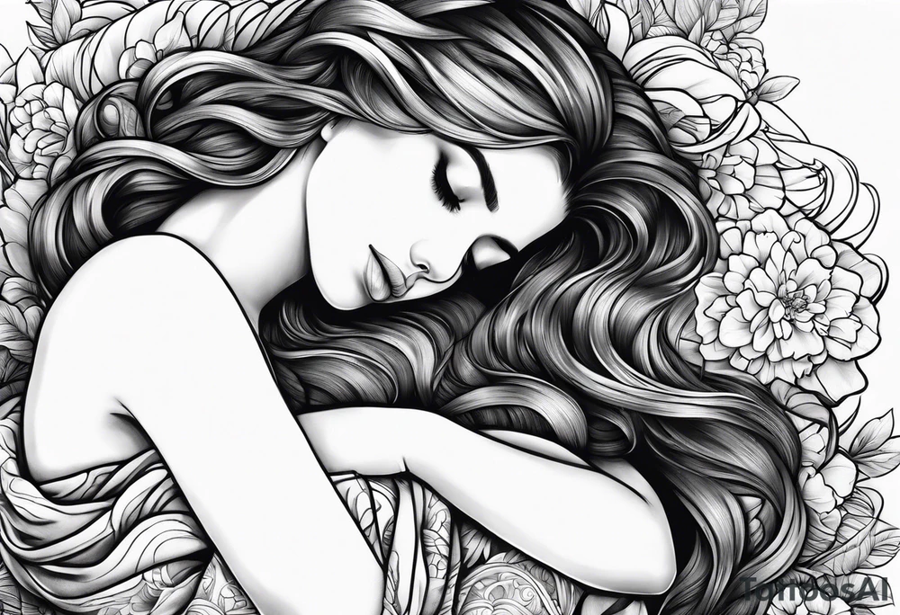 girl sleeping in a blank blanket 
full body tattoo idea