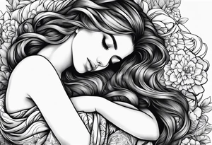girl sleeping in a blank blanket 
full body tattoo idea