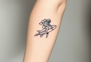 Rocket ship with astronaut riding it tattoo idea