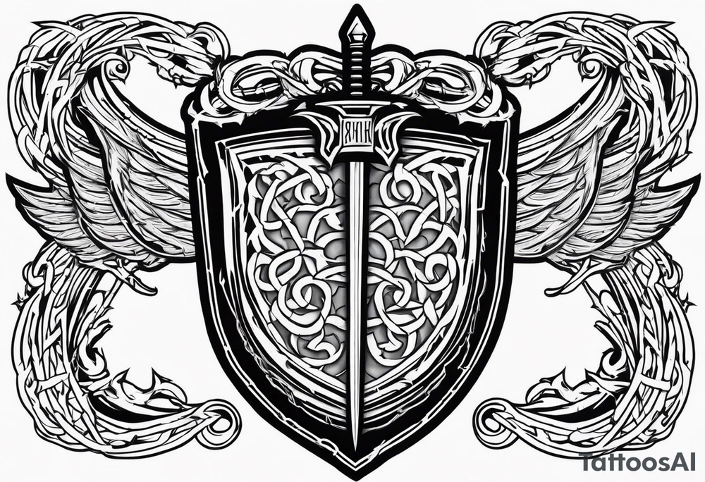 Valhalla
sword shield barbed  wire tattoo idea