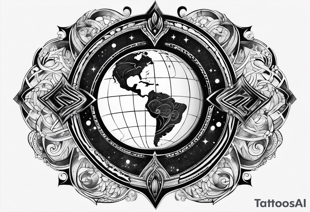 Phonic circles earth tattoo idea