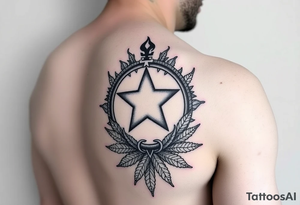 Full female baddie sleeve, starting from the top of my arm going down.. bricks, Star inside a circle with a ♏️  underneath it , Coast Girl 228, fill in the rest to my elbow, then I want a baddie sexy joker,  some weed leafs, and fill in the rest with baddie stuff tattoo idea