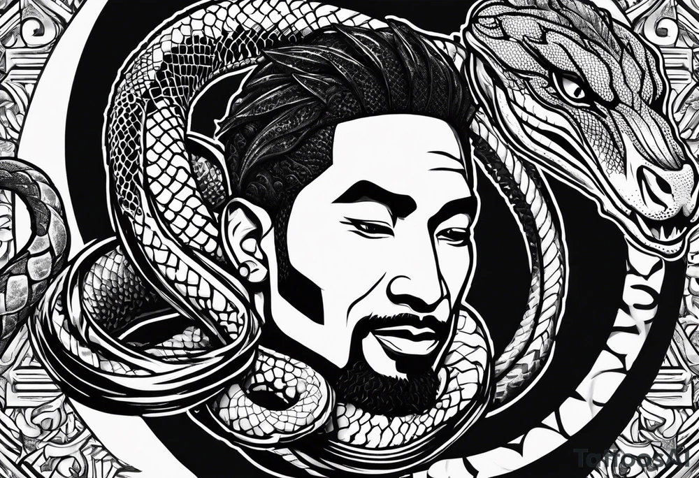 Kobe Logo with black mamba snake wrapped around tattoo idea