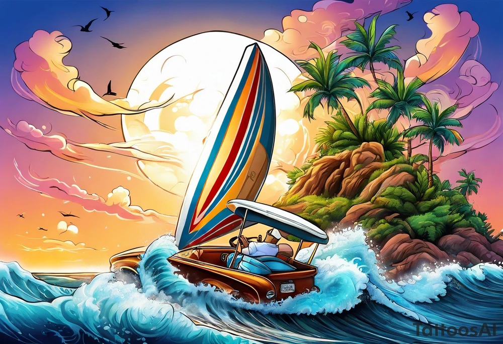 Dad surfing golfing cigars tattoo idea