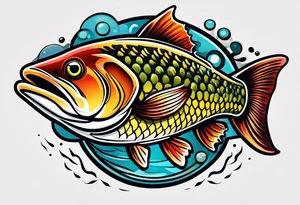 A small tattoo with a shaded trout 
 drawn with fine lines. tattoo idea
