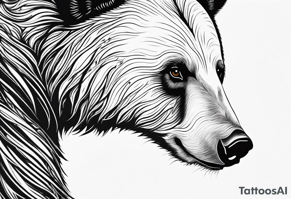 mother bear and cub looking at each other teardrop shaped simple tattoo idea