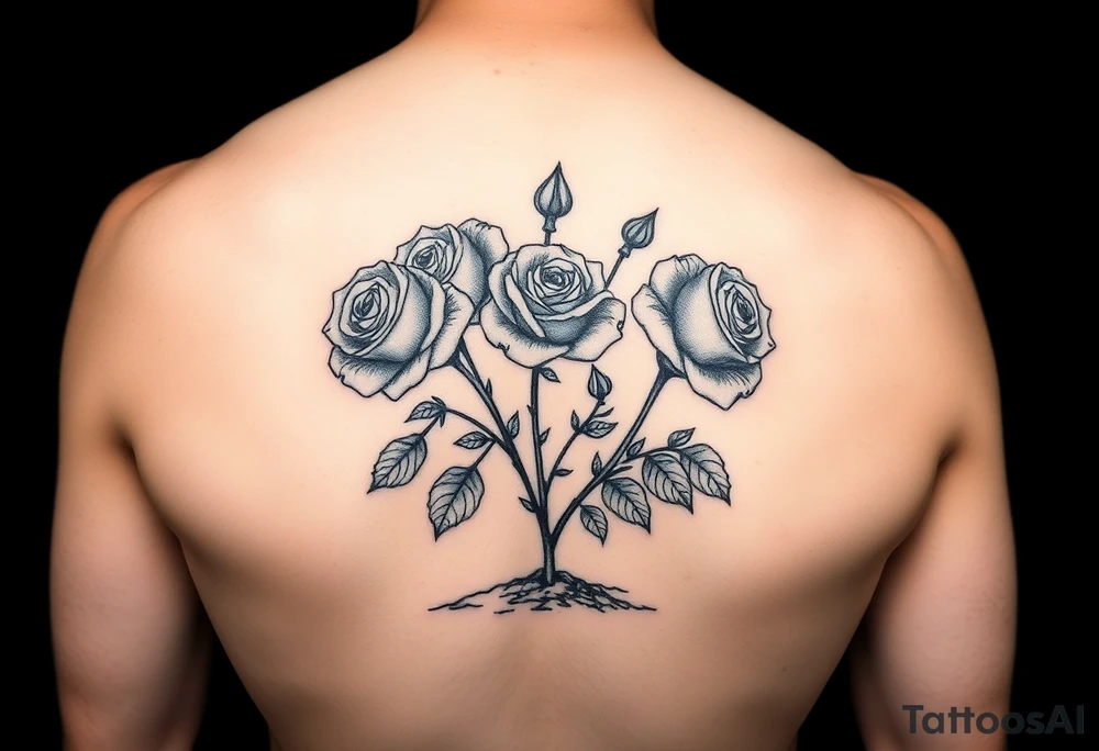 Create a stencil for Roses growing out of Concrete ground tattoo idea