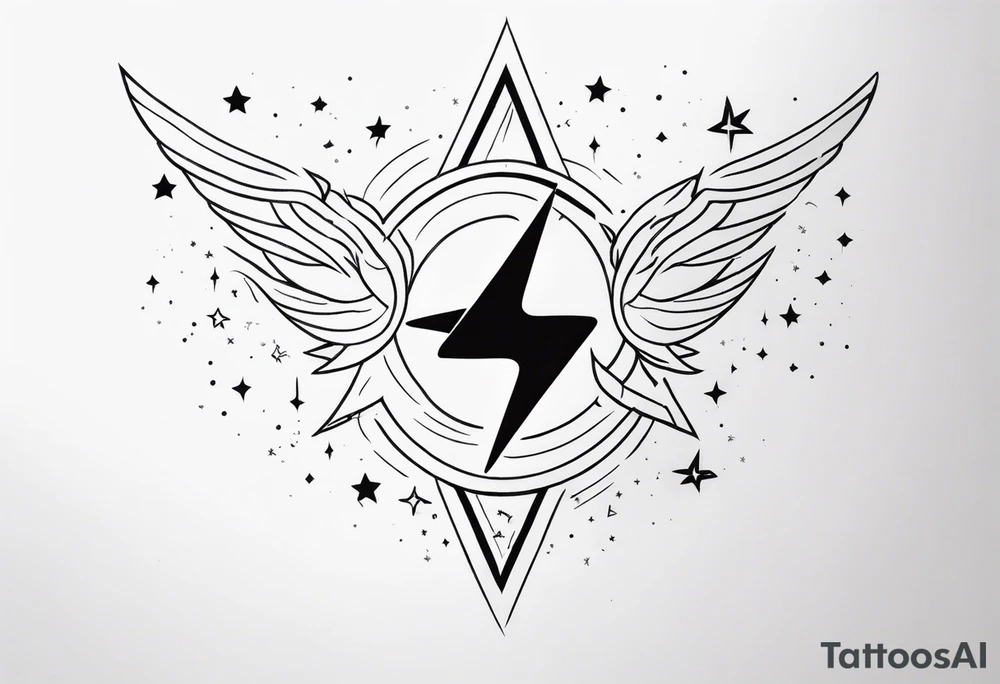 fire breathing lightning stars tattoo idea
