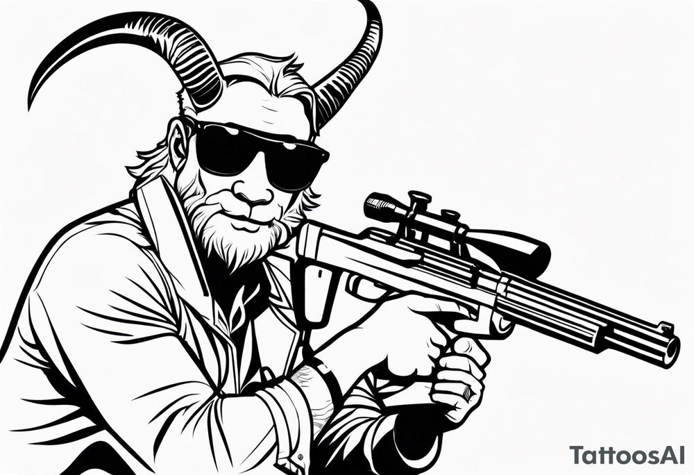 capricorn with sunglasses and a shotgun tattoo idea