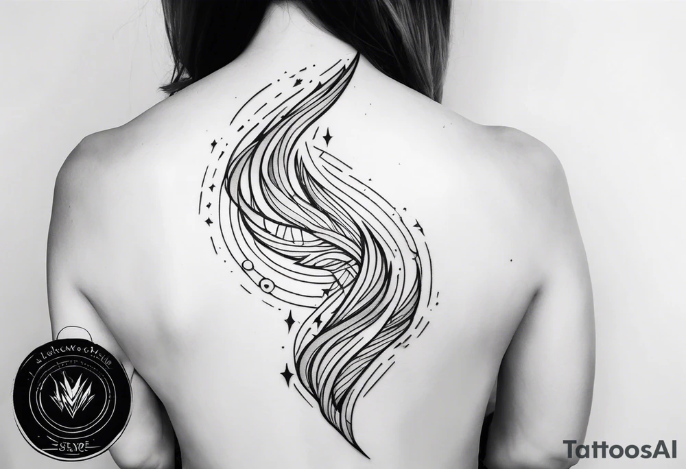 Simple lightening strike starting back of neck to left shoulder tattoo idea