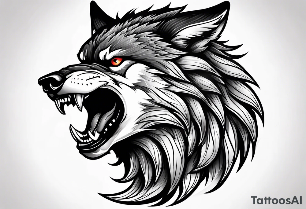 angry alpha wolf tattoo idea