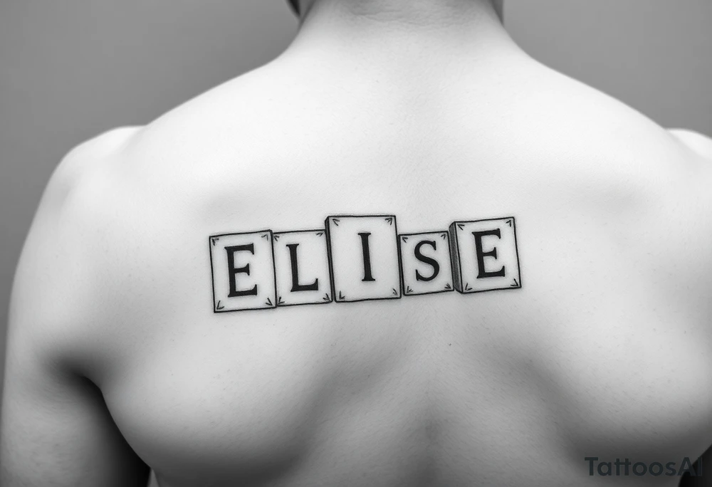 childrens blocks with ELISE on them tattoo idea