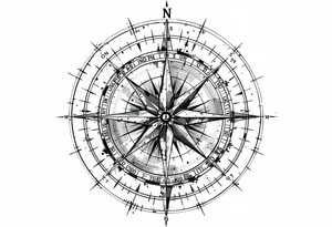 A compass that has a significance to Africa or Nigeria. On the top of the compass write a random longitude. On the bottom of the compass write out a random latitude tattoo idea