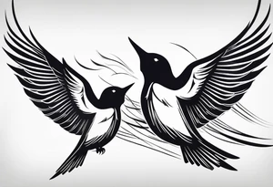 Design a forearm tattoo featuring a minimalist swallows in flight, symbolizing freedom and new beginnings tattoo idea