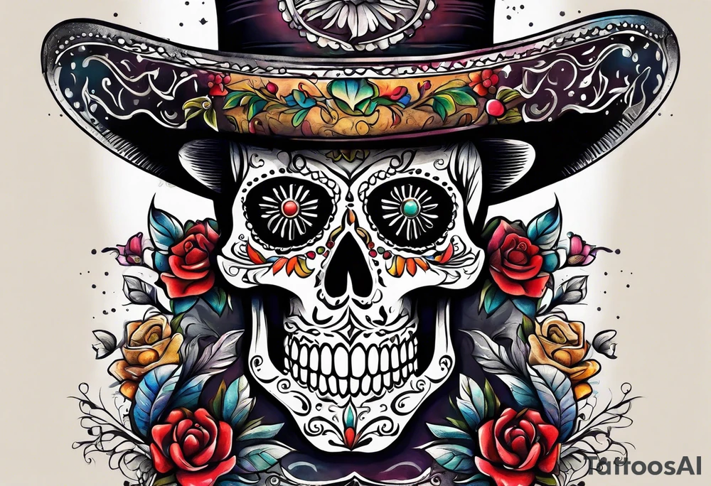Mexico day of dead  man standing
 skeleton drink tattoo idea