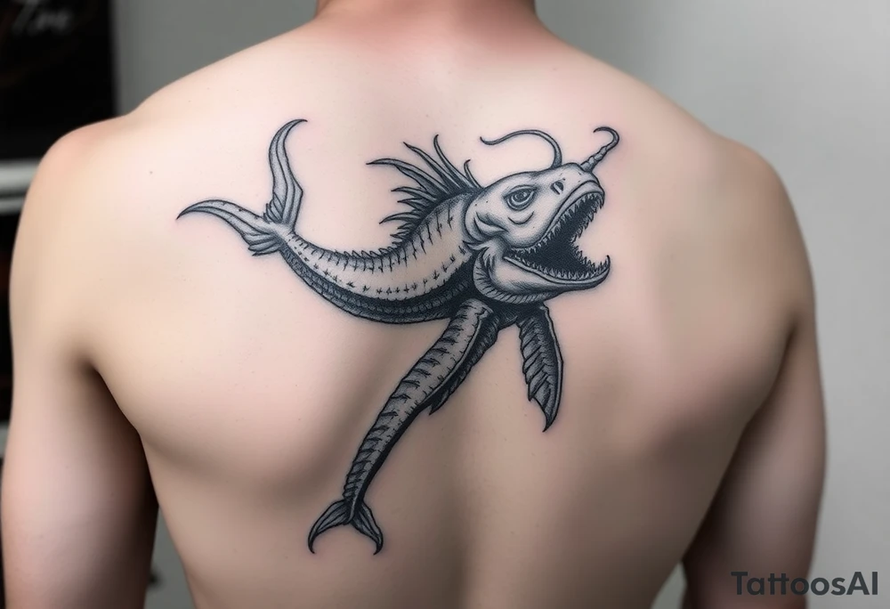realistic underwater poseidon tattoo idea
