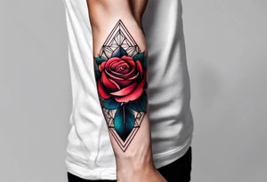 forearm tattoo, geometric rose, subtle, men, tattoo idea
