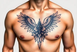 Indian chest color male left peck tattoo idea