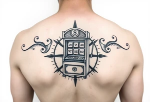 Slot machine inside a compass tattoo idea
