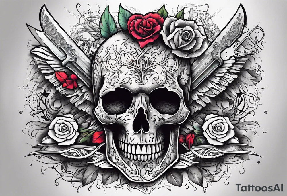 empty skeleton, broken heart, knife in back tattoo idea