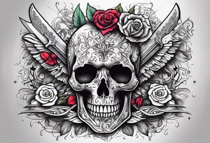 empty skeleton, broken heart, knife in back tattoo idea