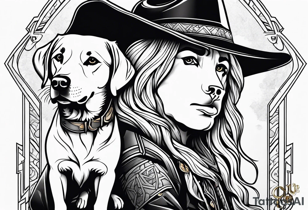 cowboy and golden retriever tattoo idea