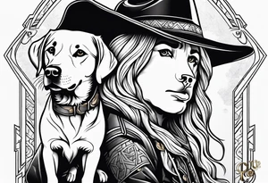 cowboy and golden retriever tattoo idea