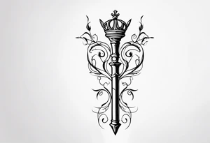 scepter with vines and a crown tattoo idea