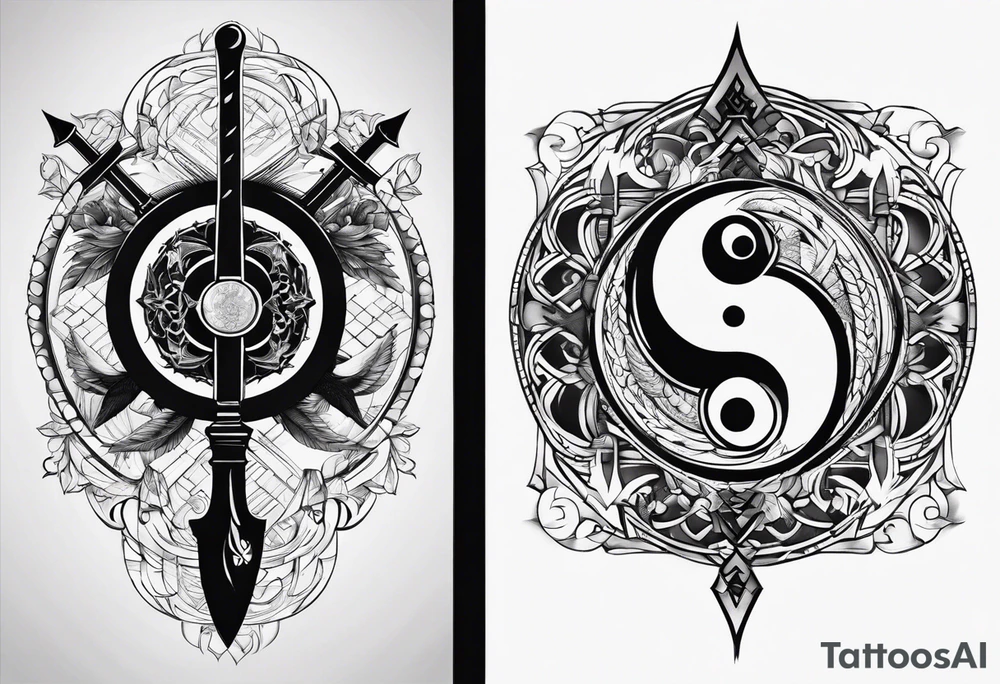sword consistency ying yang discipline tattoo idea