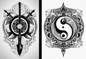 sword consistency ying yang discipline tattoo idea