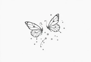 Basic outline of butterflies with lots of sparkles and some bubbles tattoo idea
