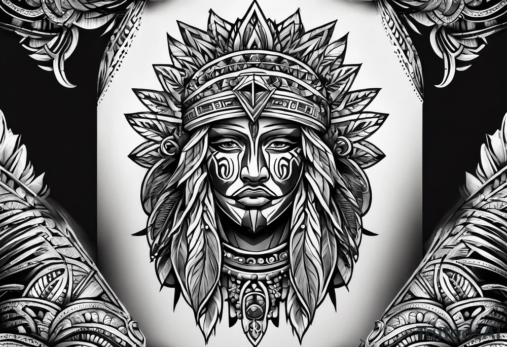 Puerto Rican tribal arm tattoo with spears tattoo idea