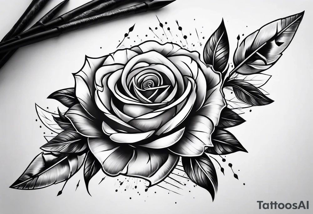 five Indian arrows going through a single rose on a forearm tattoo idea five Indian arrows going through a single rose on a forearm tattoo idea