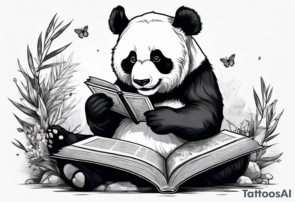 A panda reading a book tattoo idea