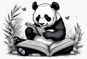 A panda reading a book tattoo idea