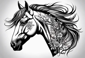 Realistic Horse and Yggdrasil tattoo idea