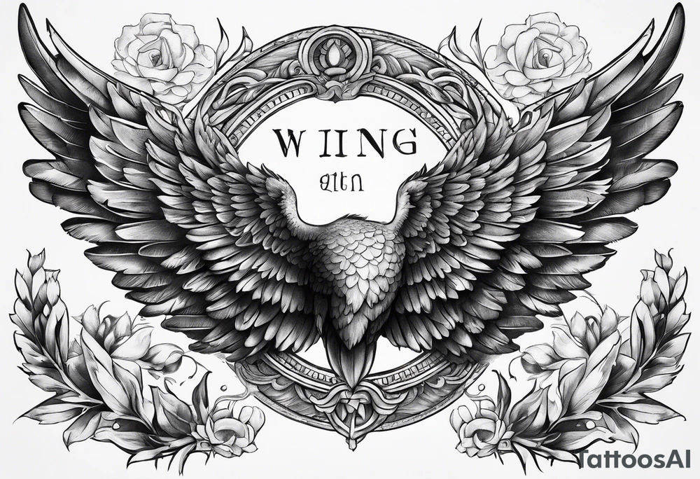 Wings with the word Glenn in the middle tattoo idea