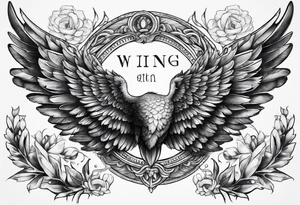 Wings with the word Glenn in the middle tattoo idea